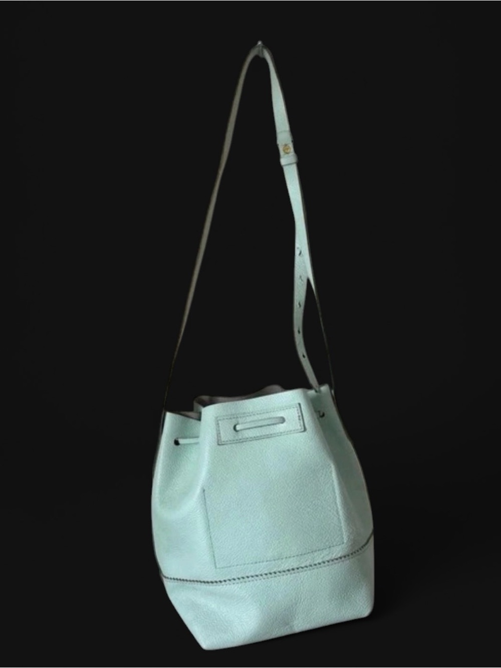 J. Crew White Pebbled Leather Bucket Crossbody Bag - Picture 3 of 3